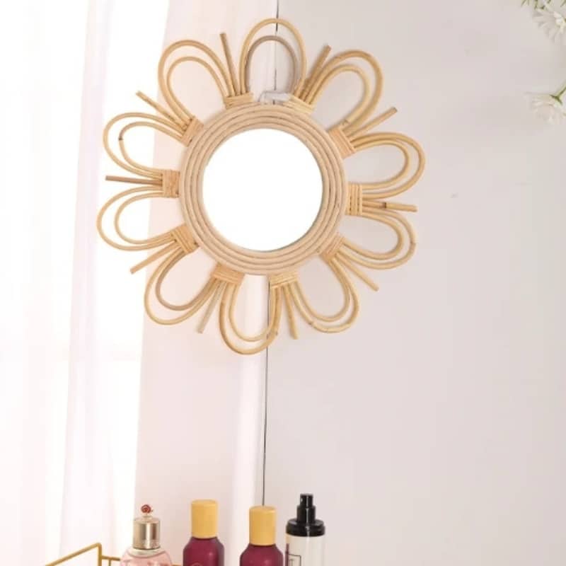 Petit miroir rotin élégant et raffiné