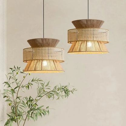 Plafonnier rotin créatif au design vintage