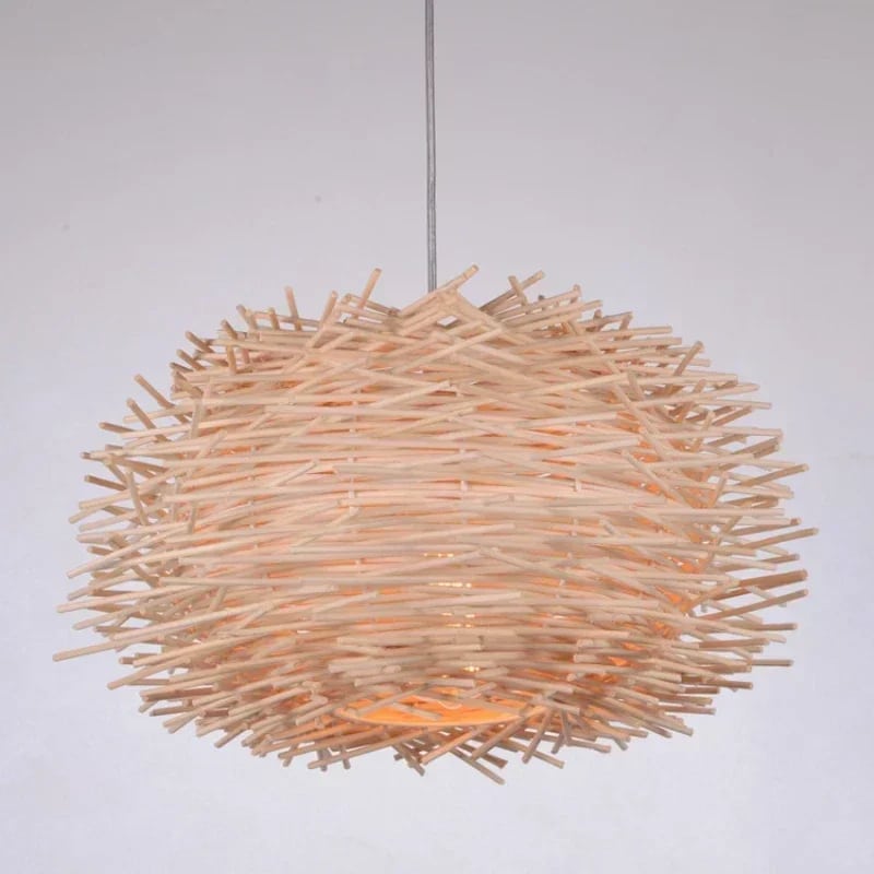 Plafonnier rotin au design de nid d’oiseau
