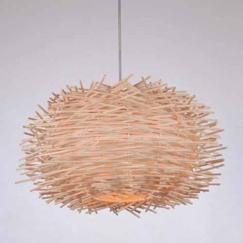 Plafonnier rotin au design de nid d’oiseau