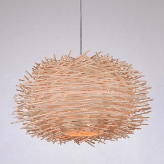 Plafonnier rotin au design de nid d’oiseau