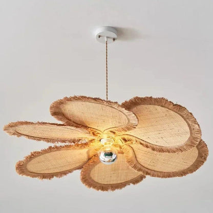 Plafonnier rotin nordique en forme de fleur