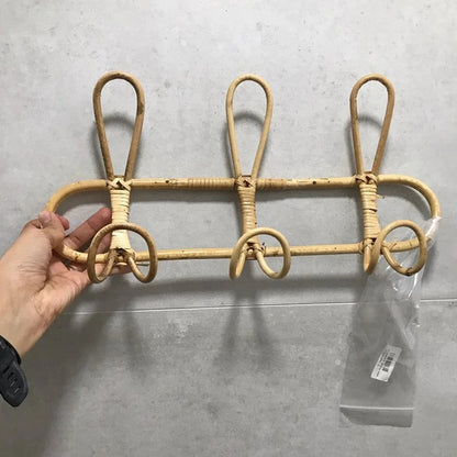 Porte manteau rotin avec 3 crochets