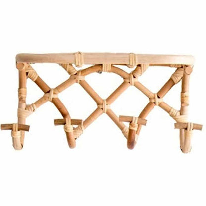 Porte manteau rotin à 4 crochets