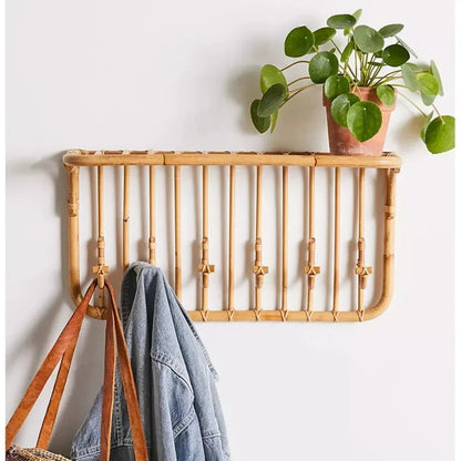 Porte manteau rotin avec plateau