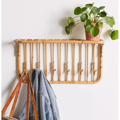 Porte manteau rotin avec plateau