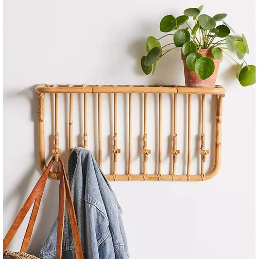 Porte manteau rotin avec plateau