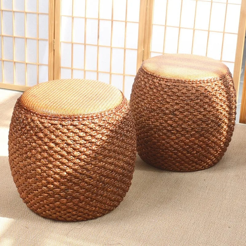 Pouf rotin marron élégant et pratique