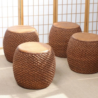 Pouf rotin marron élégant et pratique