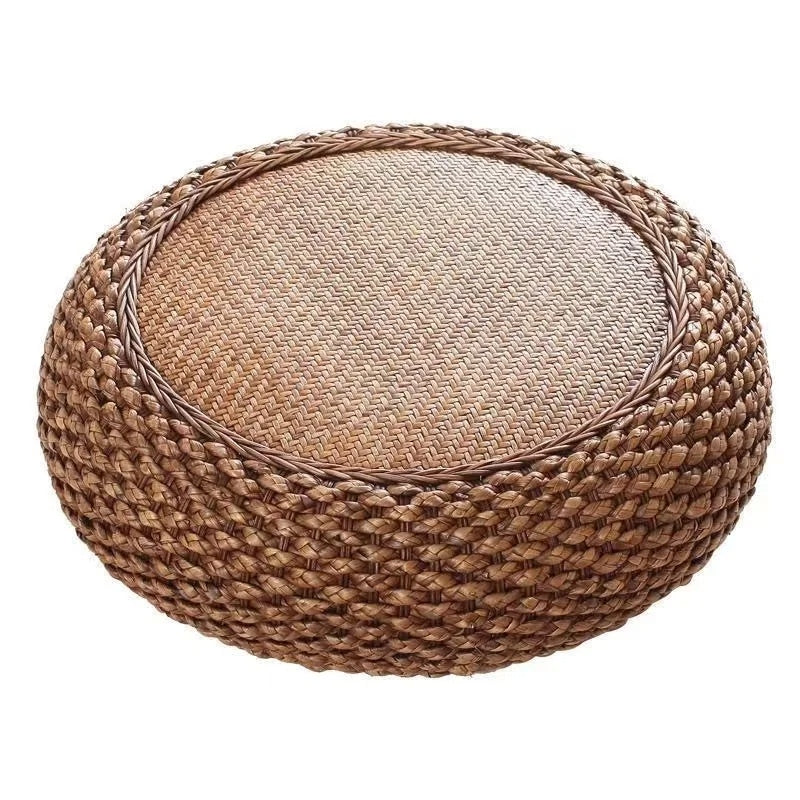 Pouf rotin plat et confortable style japonais