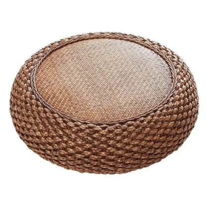 Pouf rotin plat et confortable style japonais