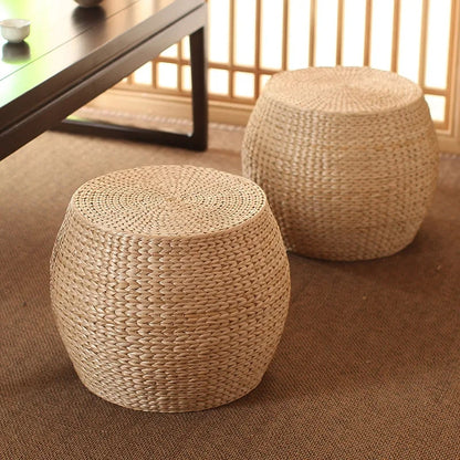 Pouf rotin rond intemporel et raffiné