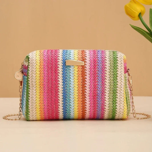 Sac effet rotin multicolore de style moderne