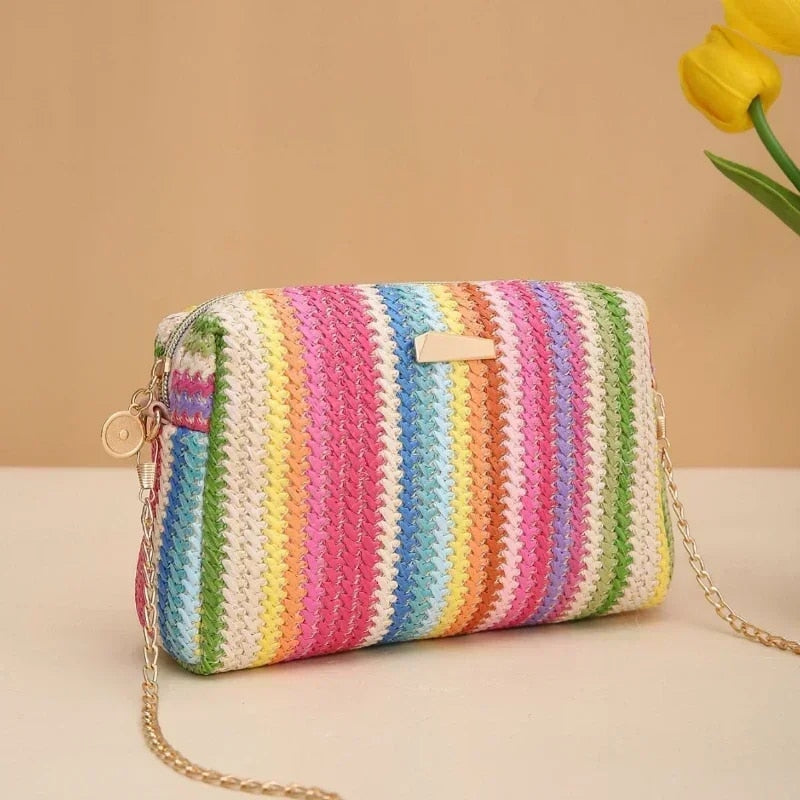 Sac effet rotin multicolore de style moderne
