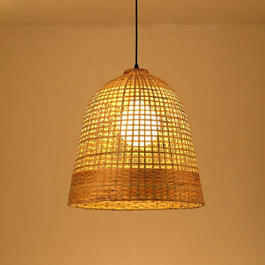 Suspension rotin au design vintage et rustique