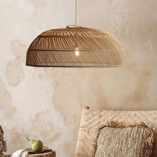 Suspension rotin japonaise au style vintage