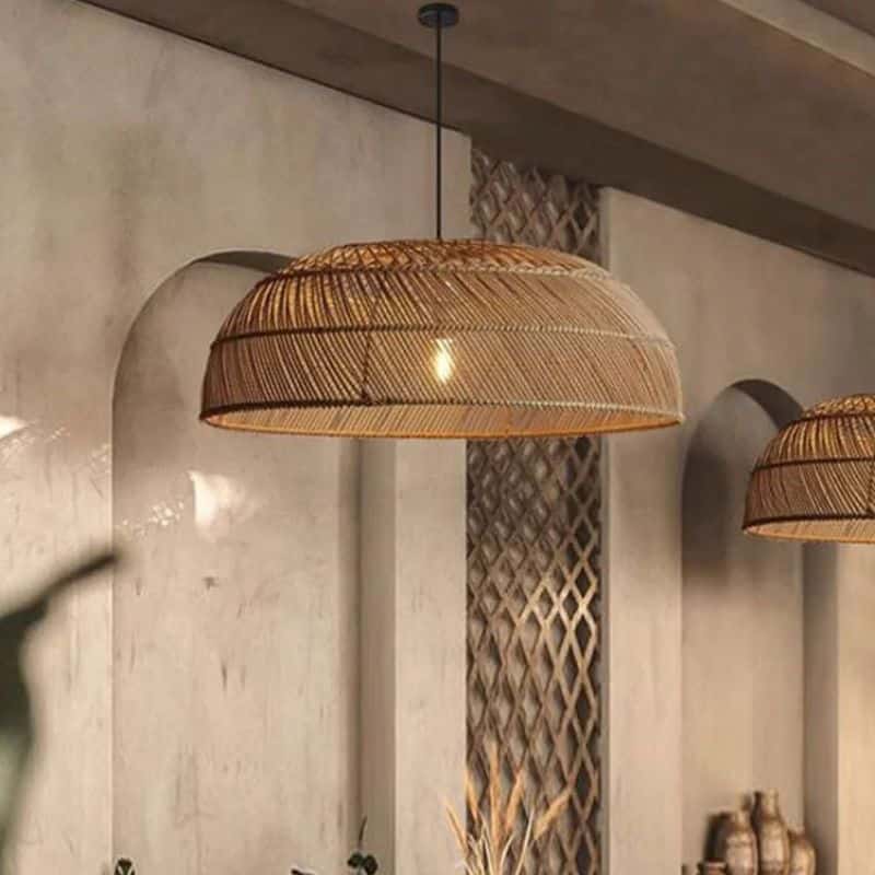 Suspension rotin japonaise au style vintage