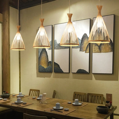 Suspension rotin vintage au style japonais