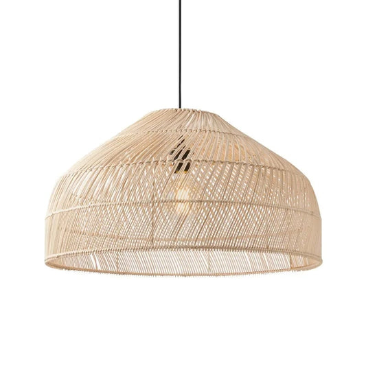 Suspension rotin blanc au design vintage