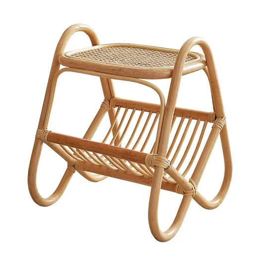 Table basse rotin avec rangement livres