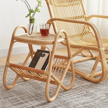 Table basse rotin avec rangement livres