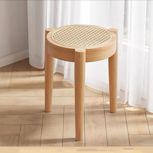 Tabouret rotin rond et minimaliste