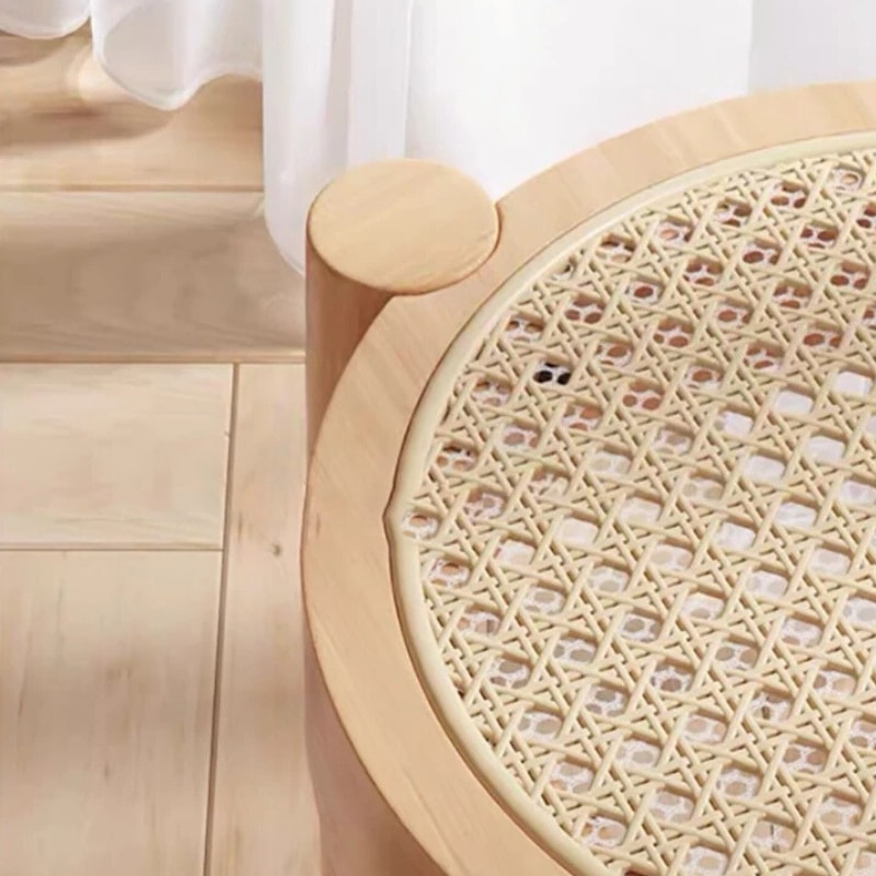 Tabouret rotin rond et minimaliste