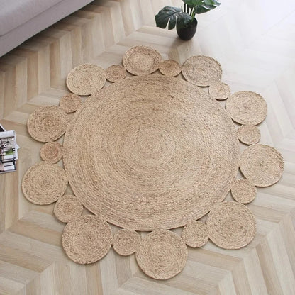 Tapis rotin en forme de fleur