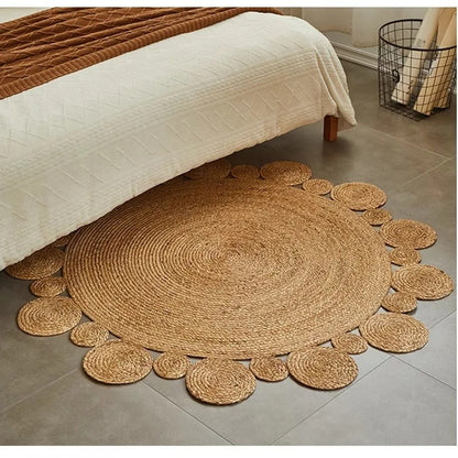 Tapis rotin en forme de fleur