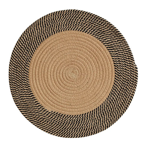 Tapis rotin rond au design rétro