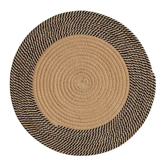 Tapis rotin rond au design rétro