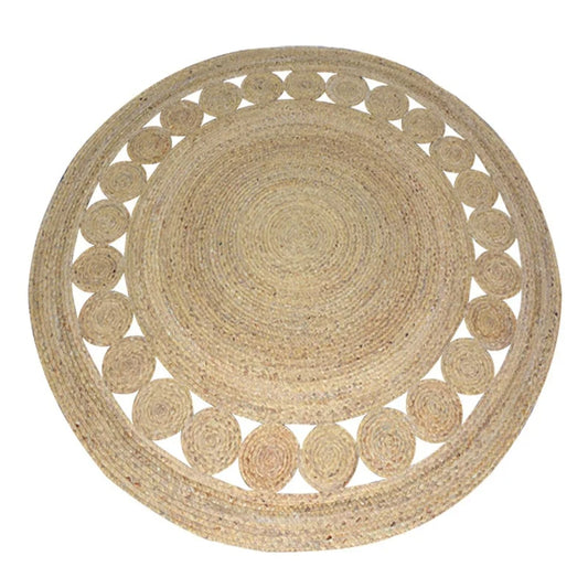 Tapis rotin rond et naturel