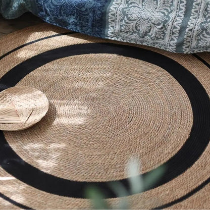 Tapis rotin rond de style japonais