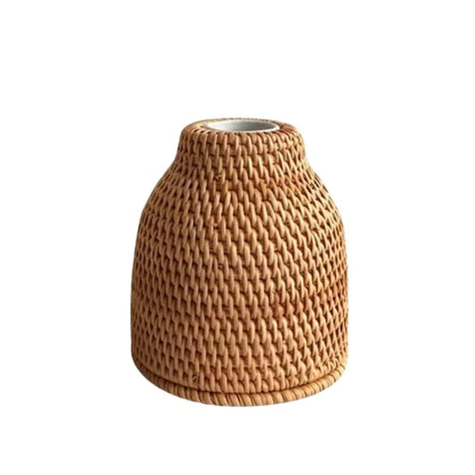 Vase rotin design avec pot en céramique