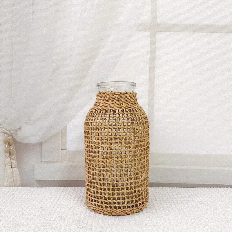 Vase rotin raffiné style rétro