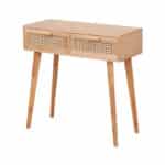 Console rotin de style nordique sur fond blanc