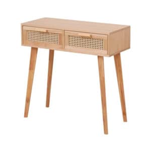 Console rotin de style nordique sur fond blanc