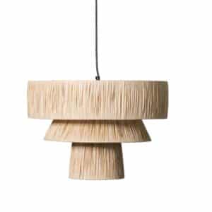 Lustre rotin original de style japonais sur fond blanc