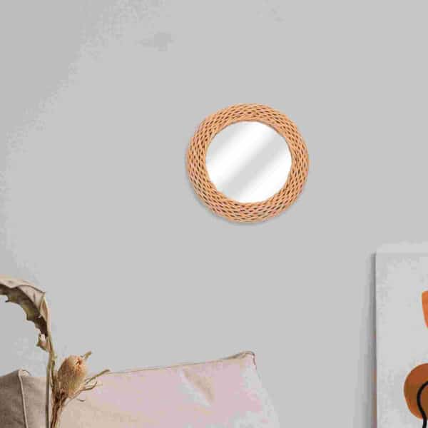 Miroir rond rotin contemporain et sophistiqué – Image 2