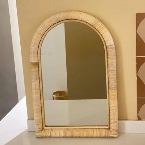 Miroir rotin rectangulaire naturel style moderne – Image 2