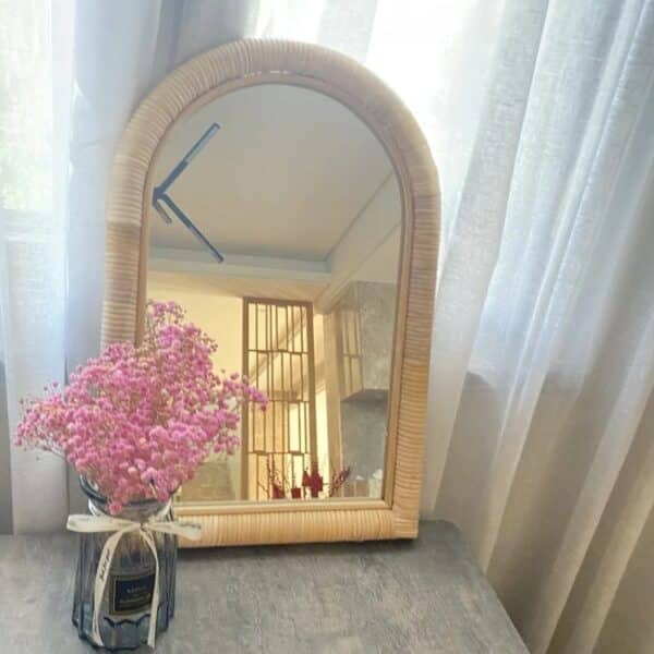Miroir rotin rectangulaire naturel style moderne – Image 3