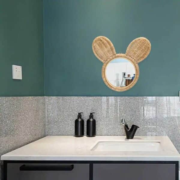 Petit miroir rotin amusant avec oreilles – Image 2