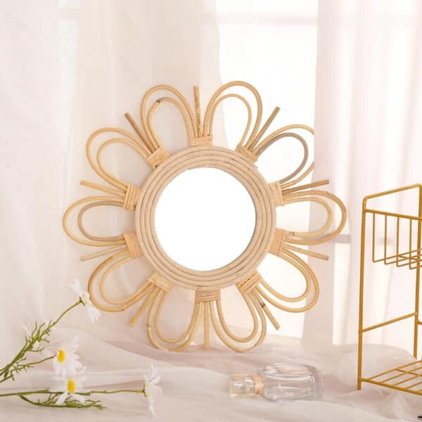 Petit miroir rotin élégant et raffiné – Image 2
