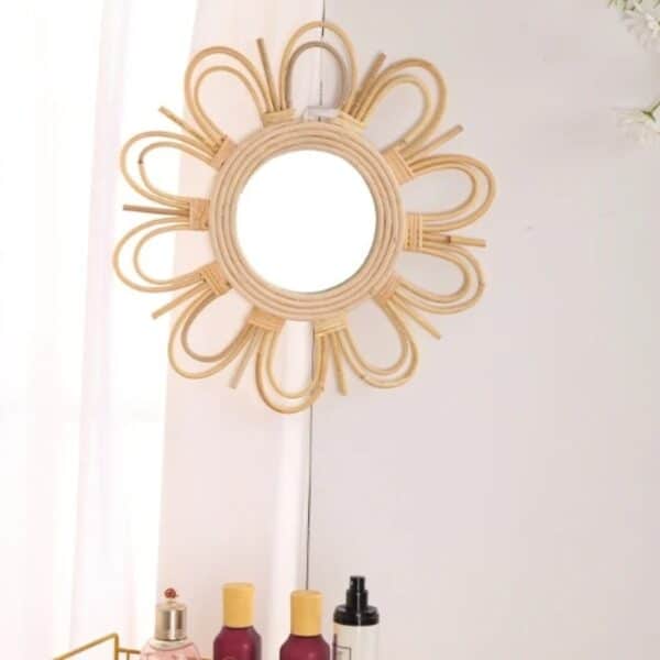Petit miroir rotin élégant et raffiné – Image 3