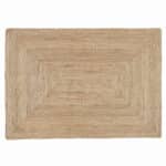 Tapis effet rotin rectangulaire au design traditionnel sur fond blanc