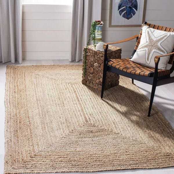 Tapis effet rotin rectangulaire au design traditionnel – Image 2