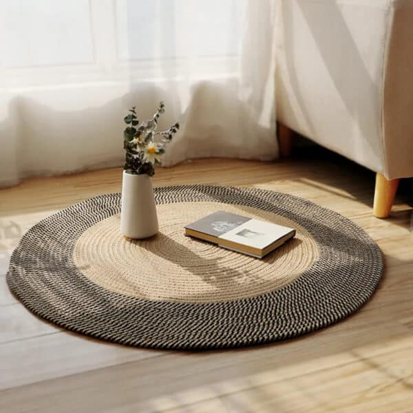 Tapis rotin rond au design rétro – Image 2