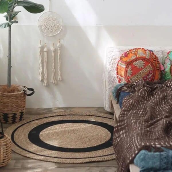 Tapis rotin rond de style japonais – Image 2